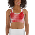 Red & White Houndstooth Sports Bra