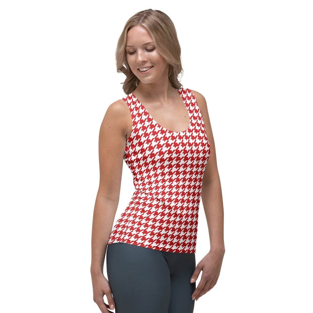 Red & White Houndstooth Tank Top