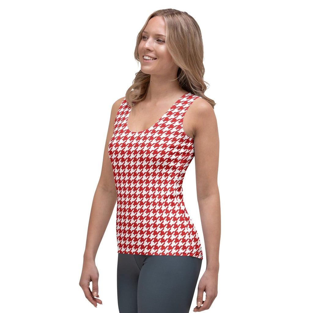 Red & White Houndstooth Tank Top
