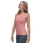 Red & White Houndstooth Tank Top