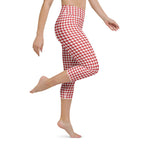 Red & White Houndstooth Yoga Capris