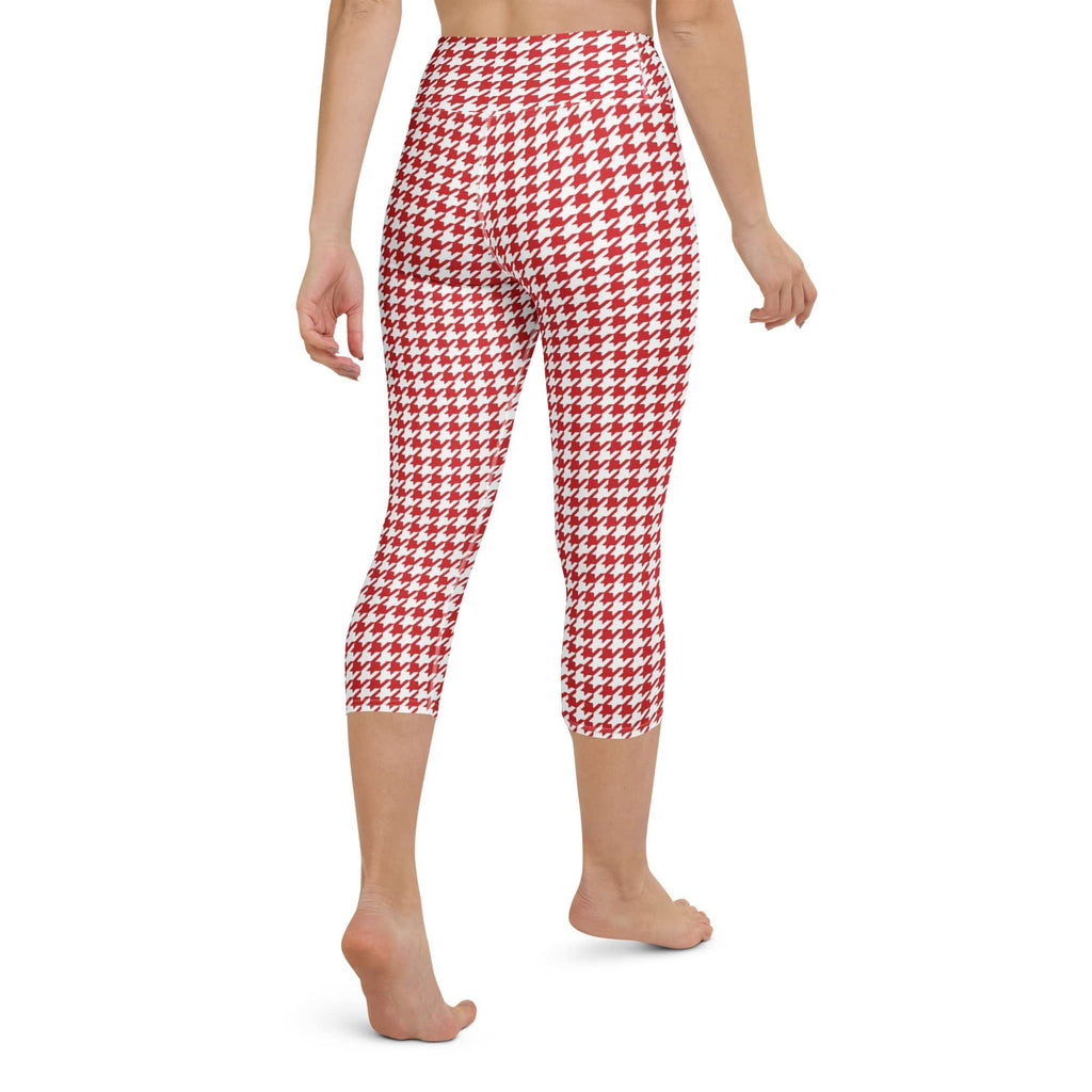 Red & White Houndstooth Yoga Capris