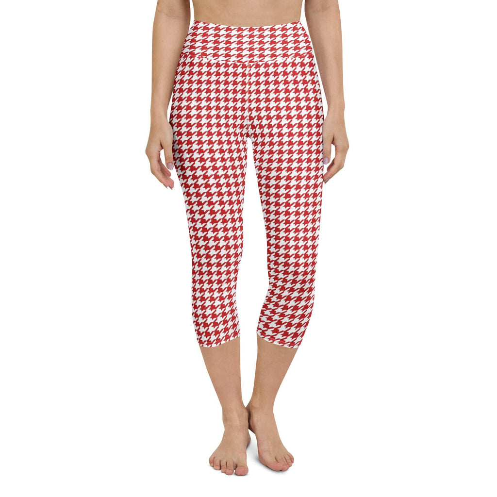 Red & White Houndstooth Yoga Capris