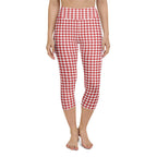 Red & White Houndstooth Yoga Capris