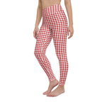 Red & White Houndstooth Yoga Leggings