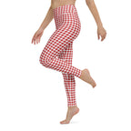 Red & White Houndstooth Yoga Leggings