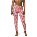 Red & White Houndstooth Yoga Leggings