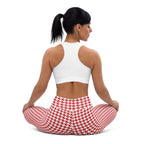 Red & White Houndstooth Yoga Leggings