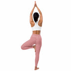 Red & White Houndstooth Yoga Leggings