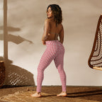 Red & White Houndstooth Yoga Leggings
