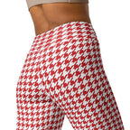 Red & White Houndstooth Yoga Leggings