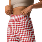 Red & White Houndstooth Yoga Leggings