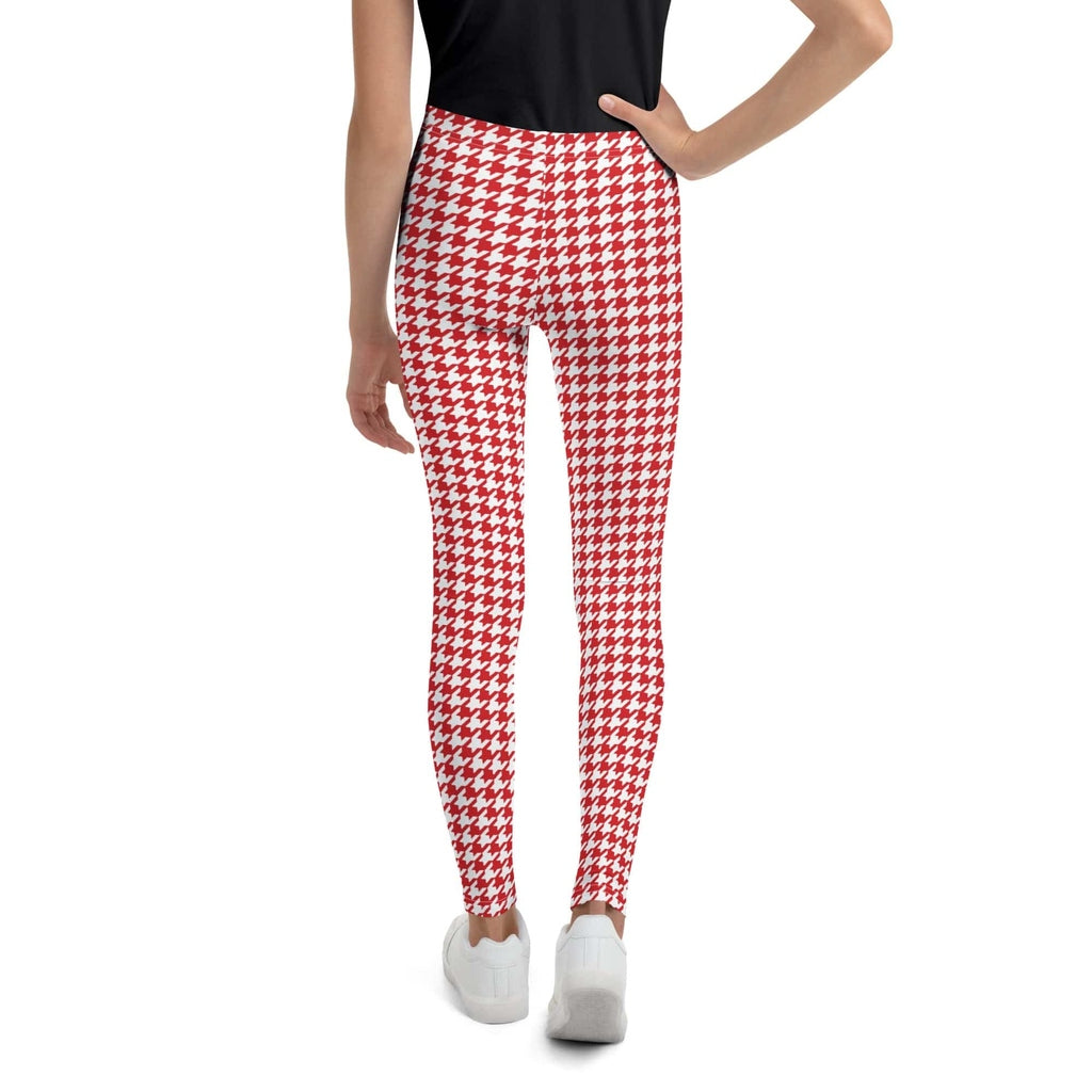 Red & White Houndstooth Youth Leggings