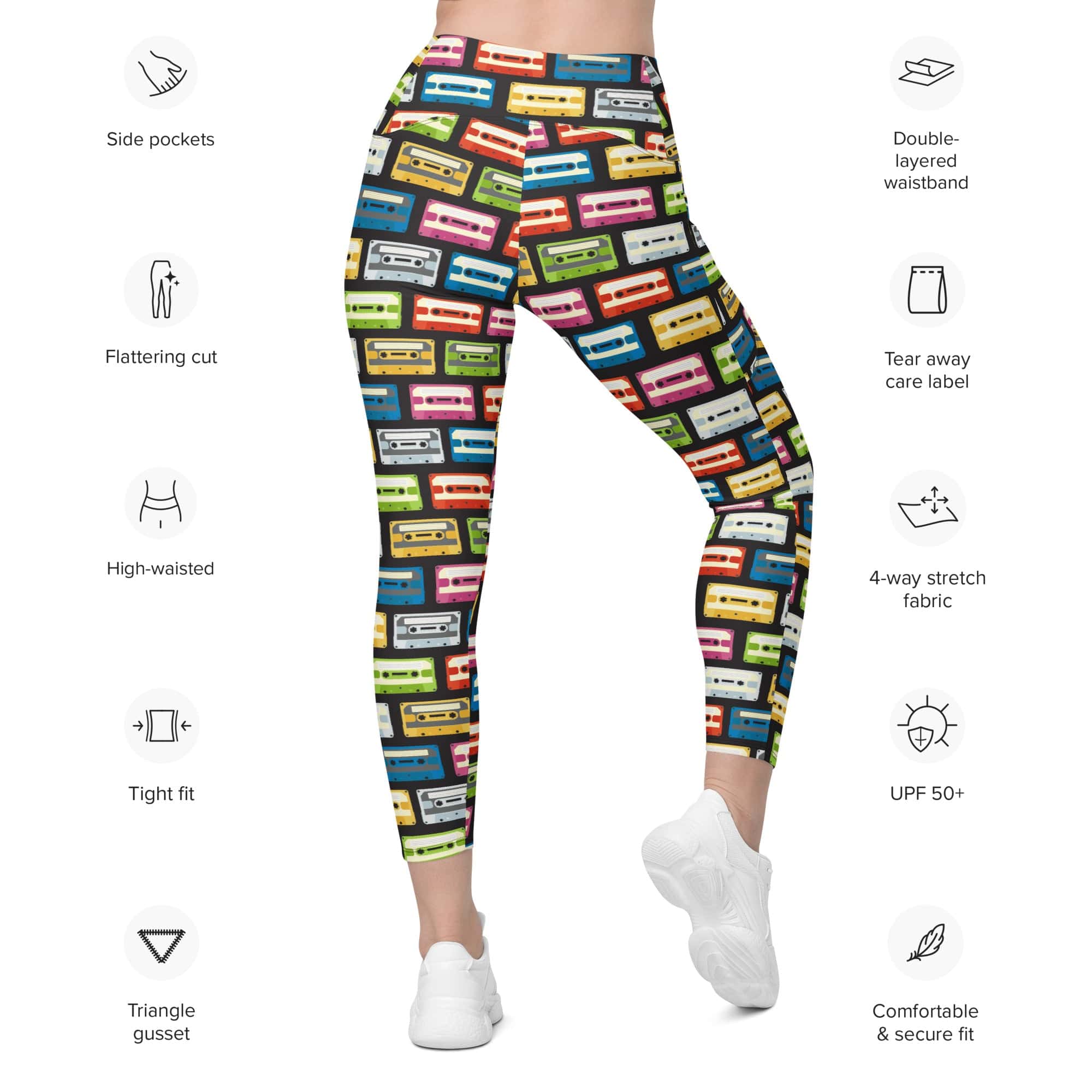 Retro Cassette Leggings With Pockets