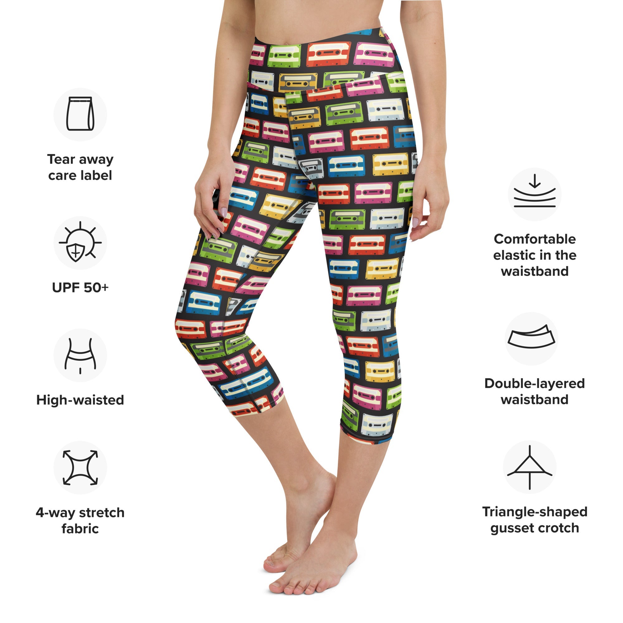 Retro Cassette Yoga Capris