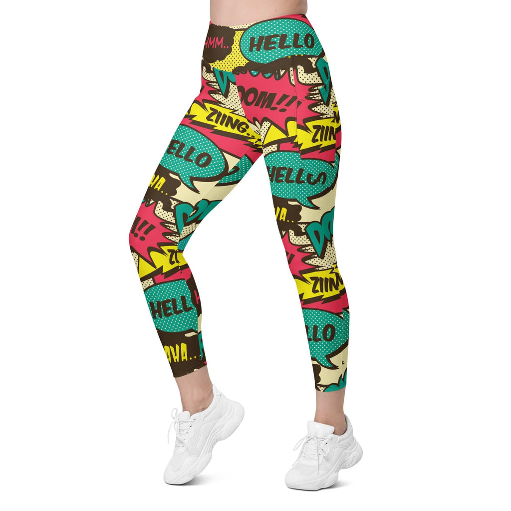 Retro Comic Book Leggings With Pockets