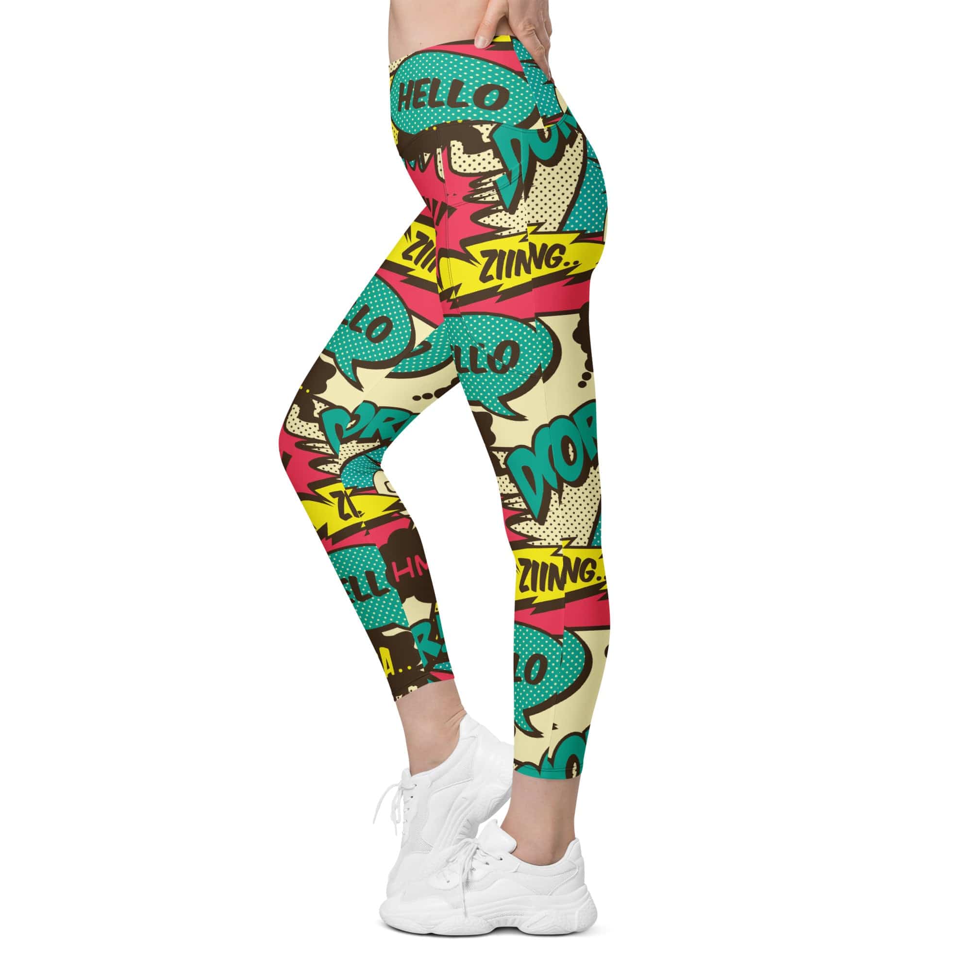 Retro Comic Book Leggings With Pockets