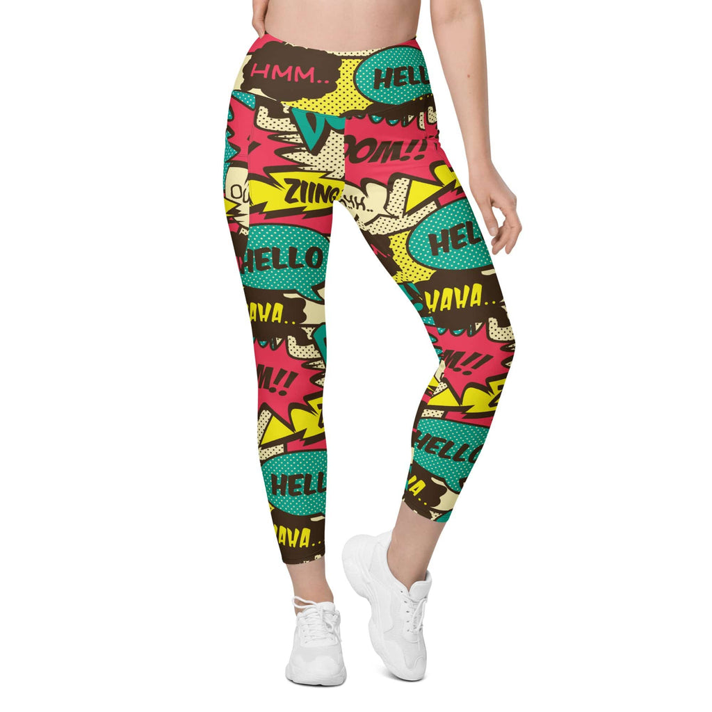 Retro Comic Book Leggings With Pockets