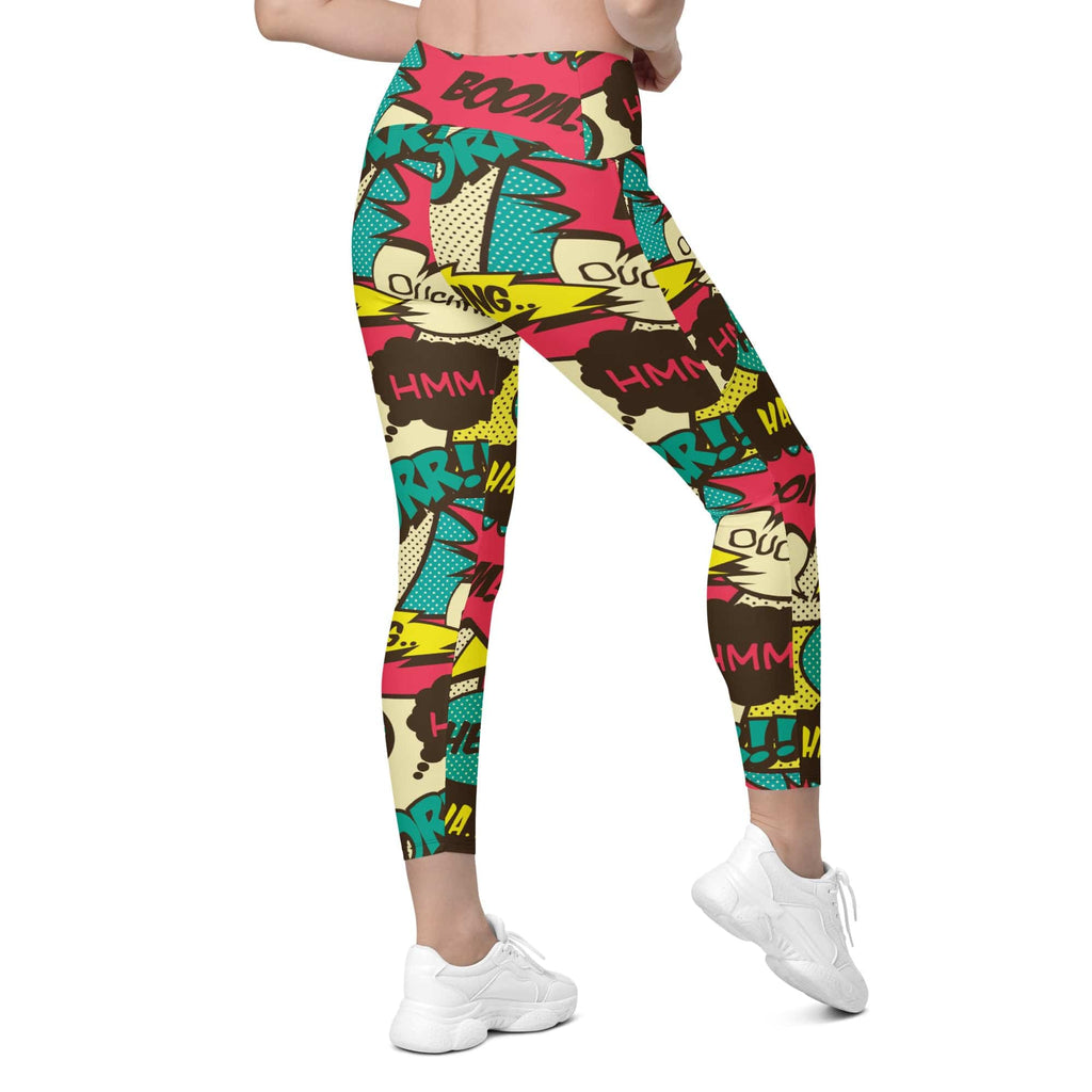 Retro Comic Book Leggings With Pockets