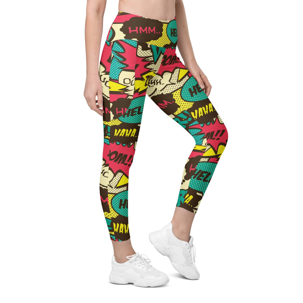 Retro Comic Book Leggings With Pockets