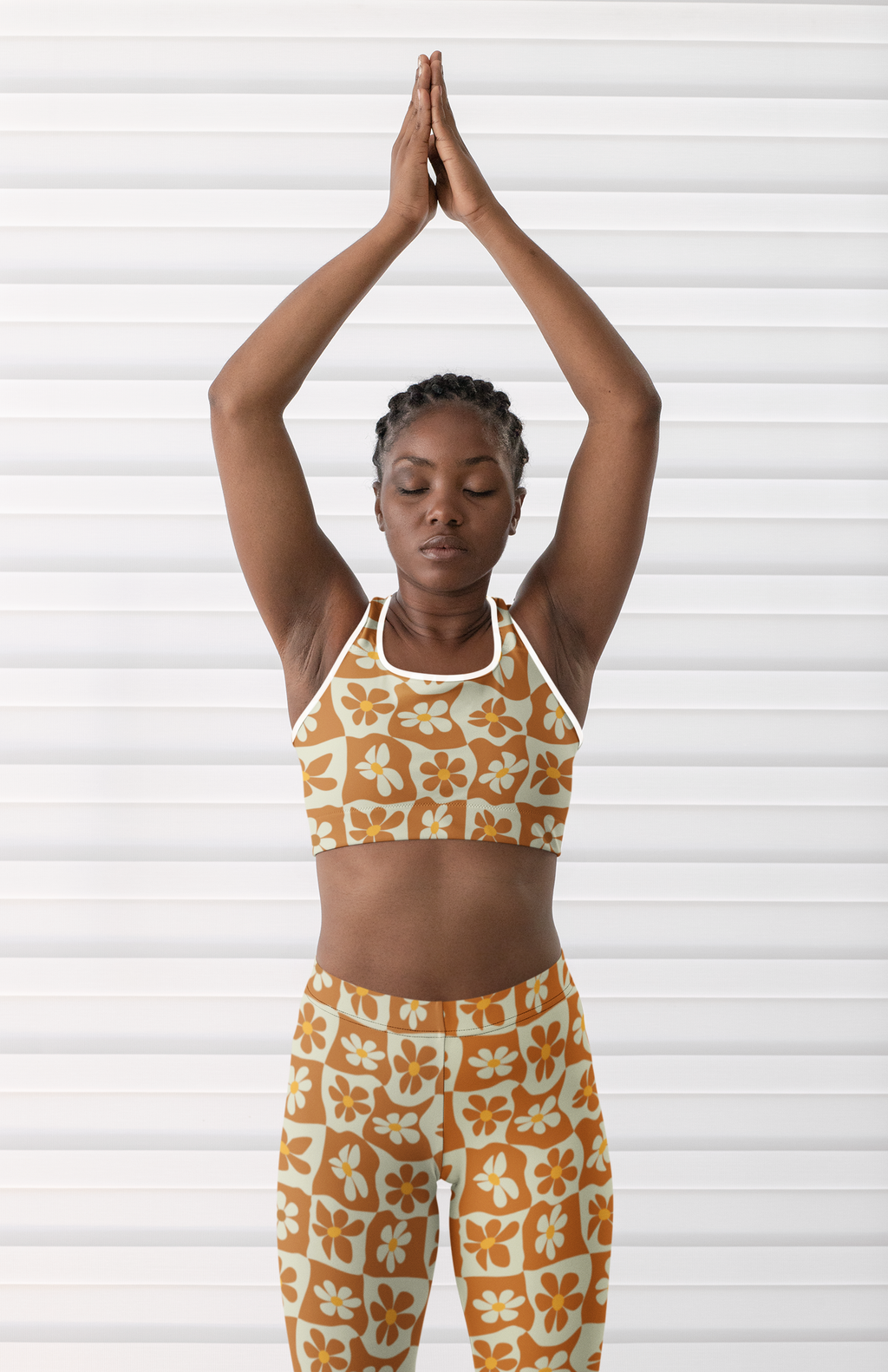 Retro Flower Checkerboard Sports Bra