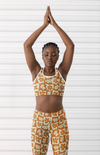 Retro Flower Checkerboard Sports Bra