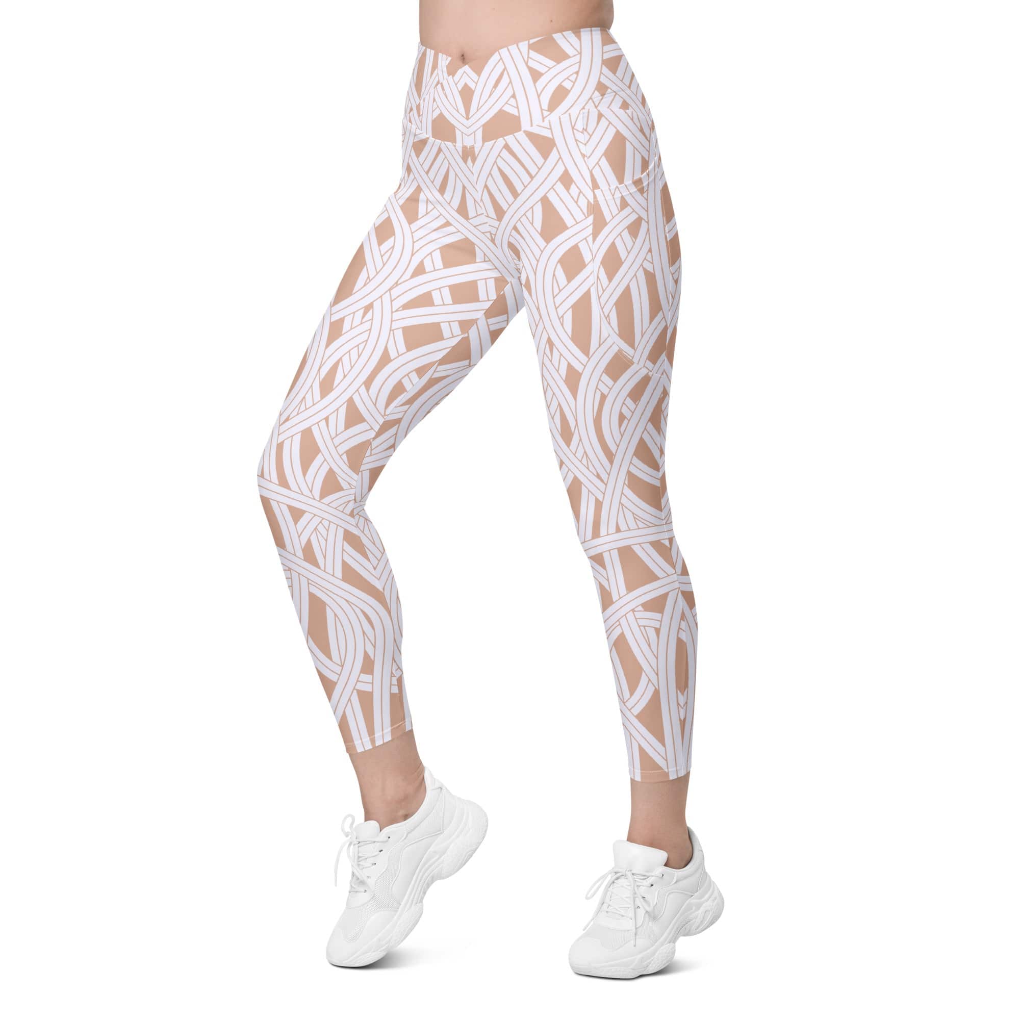 Ribbon Maze Crossover Leggings With Pockets