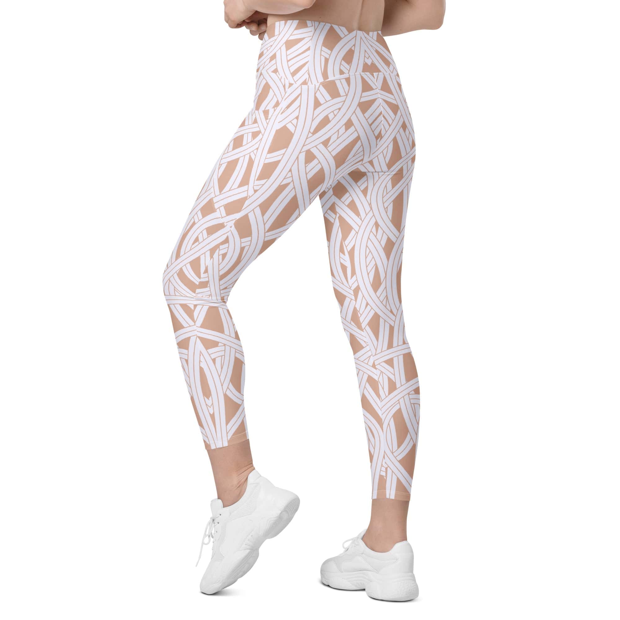 Ribbon Maze Crossover Leggings With Pockets