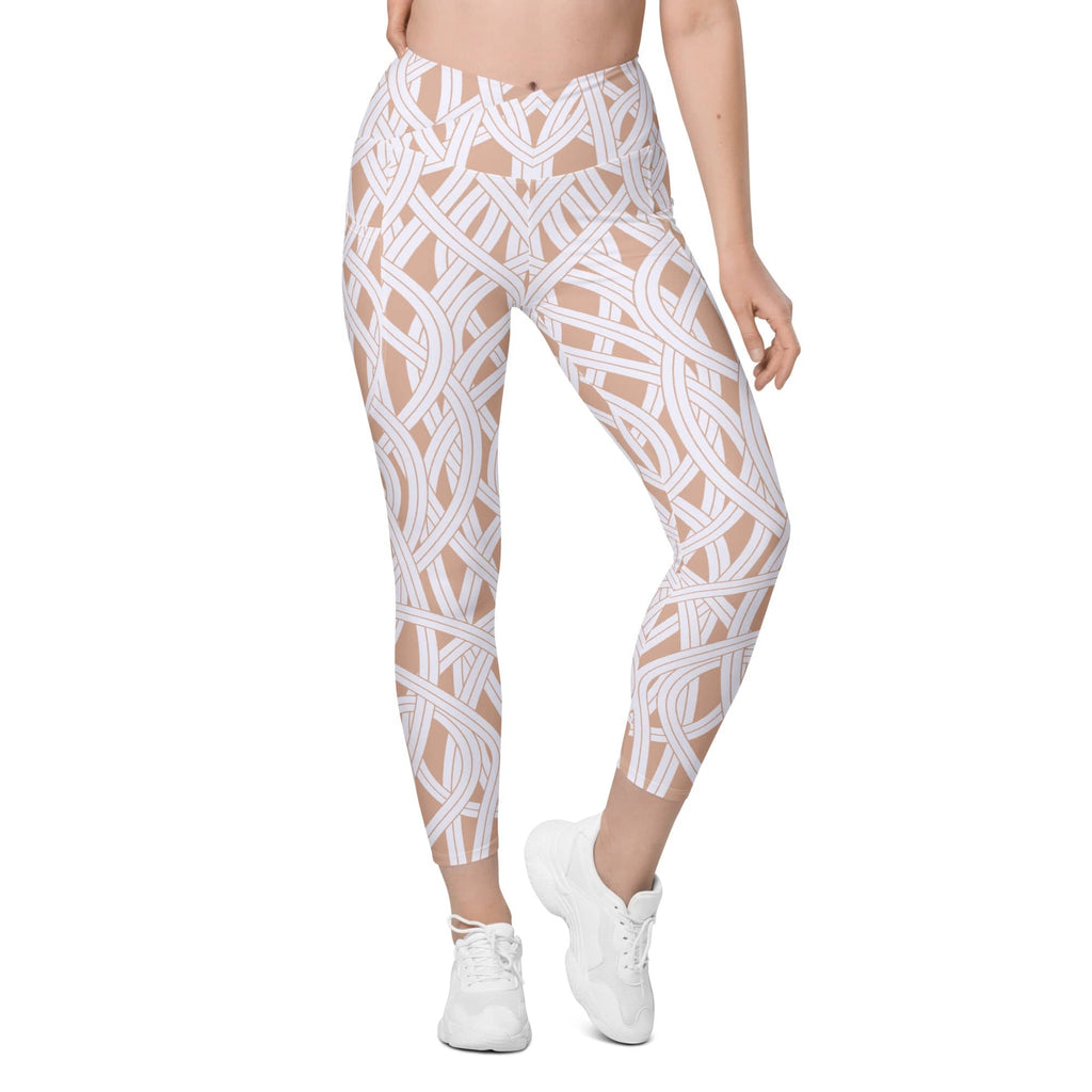 Ribbon Maze Crossover Leggings With Pockets