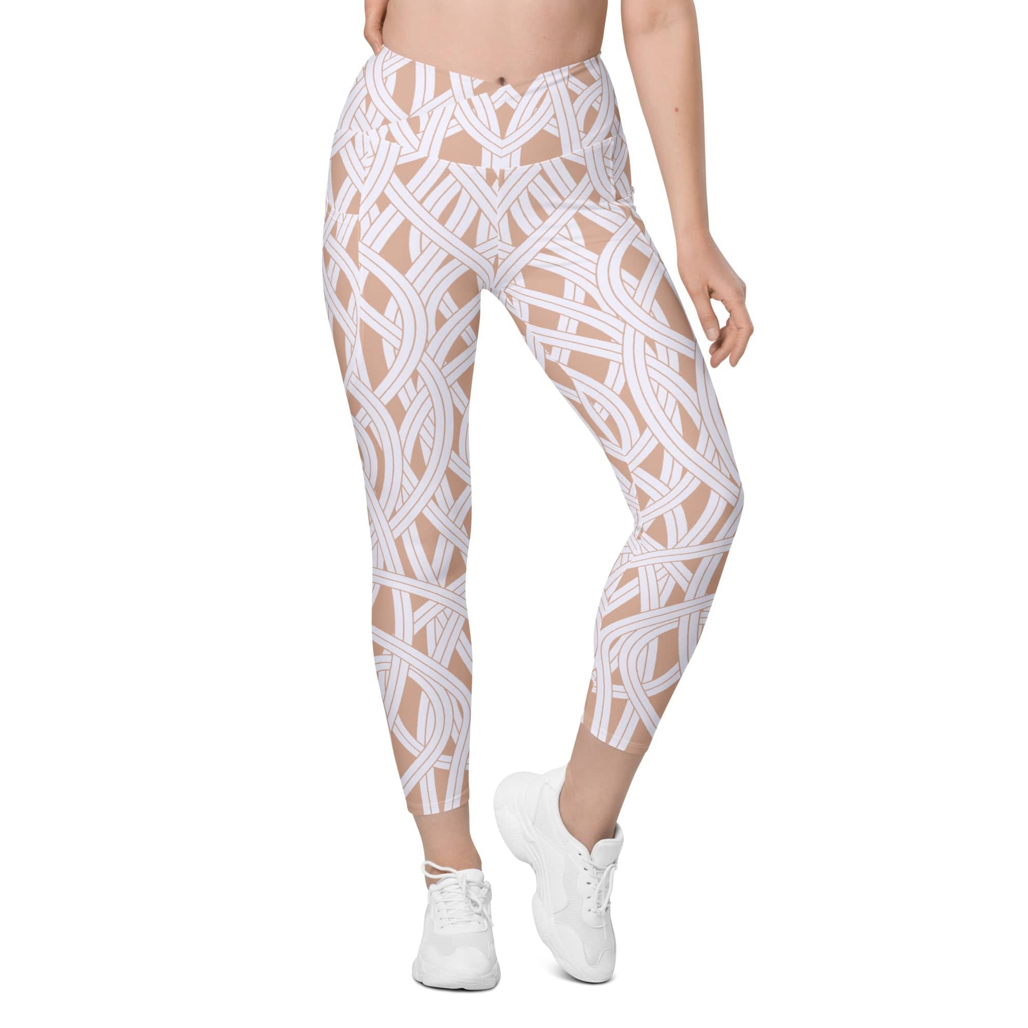 Ribbon Maze Crossover Leggings With Pockets