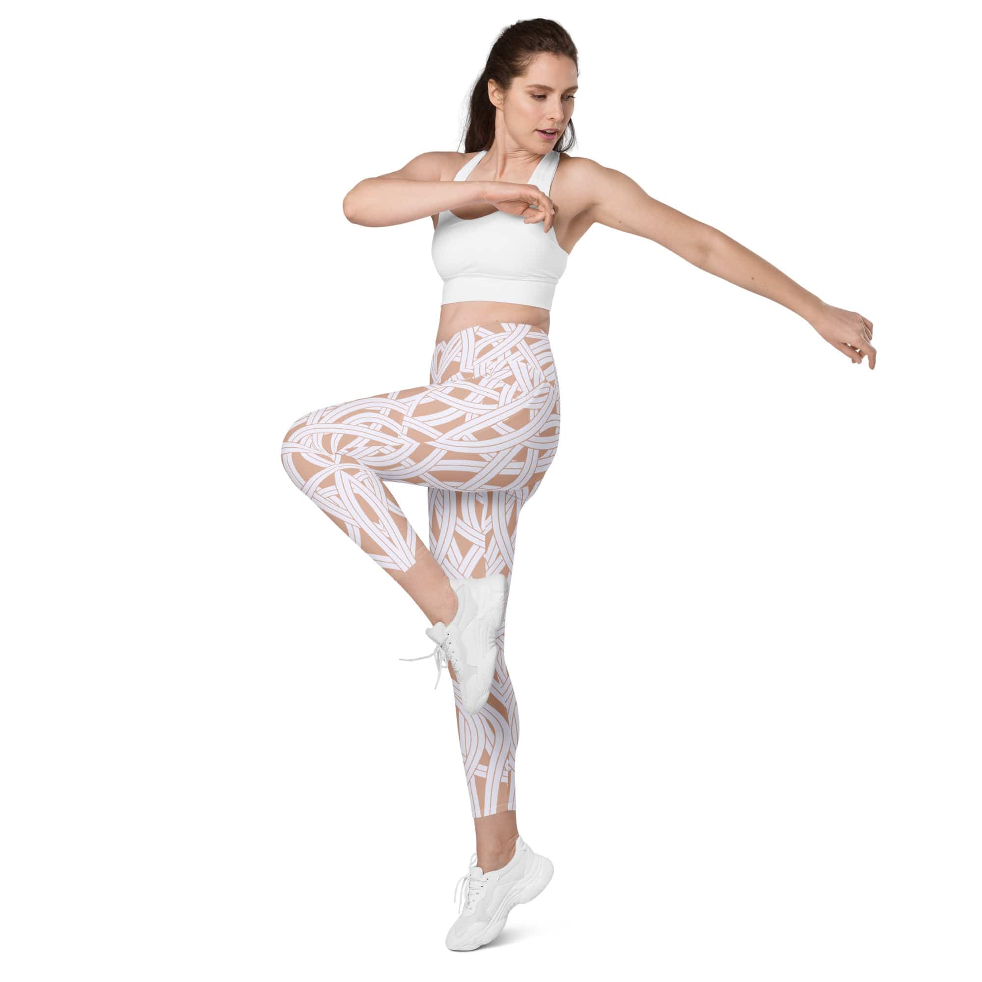 Ribbon Maze Crossover Leggings With Pockets