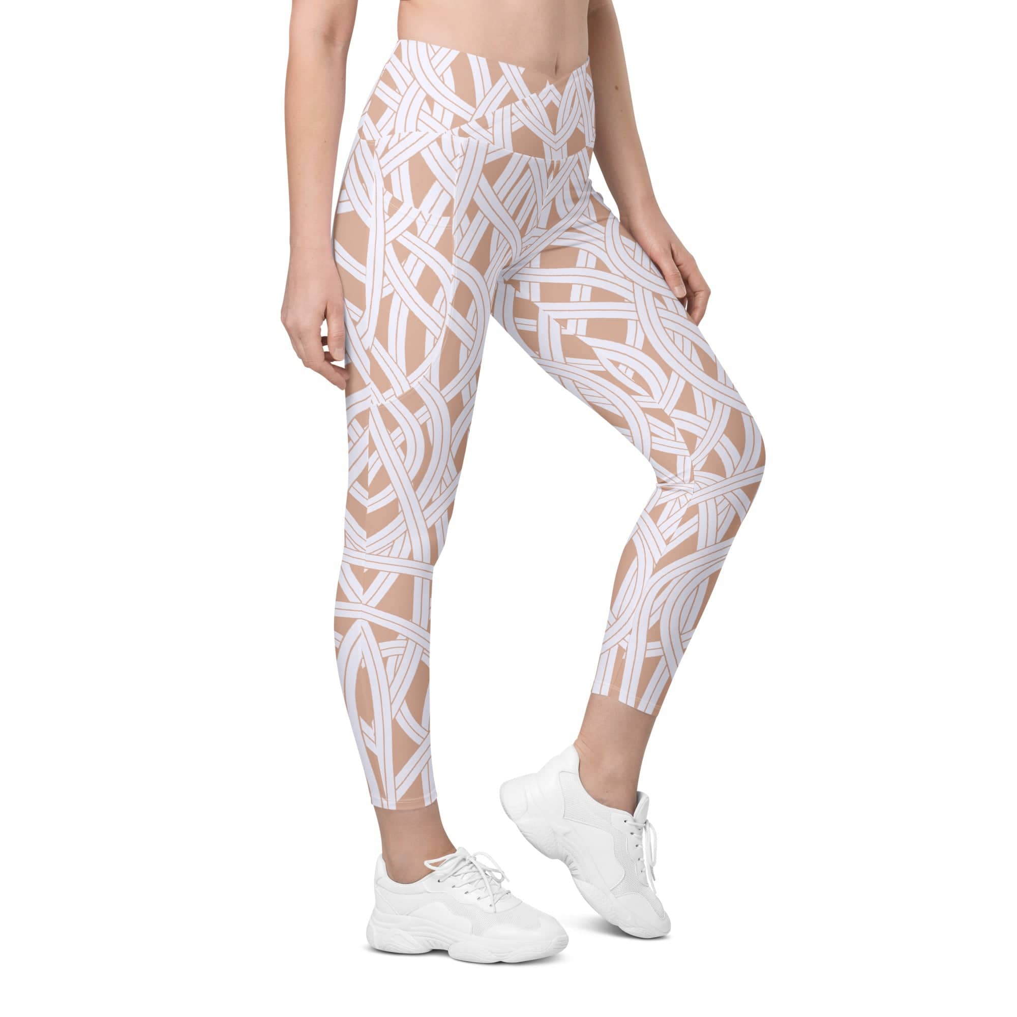 Ribbon Maze Crossover Leggings With Pockets