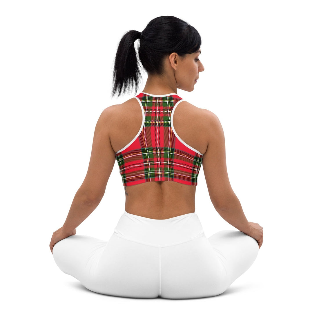 Tartan Brown Plaid Sports Bra