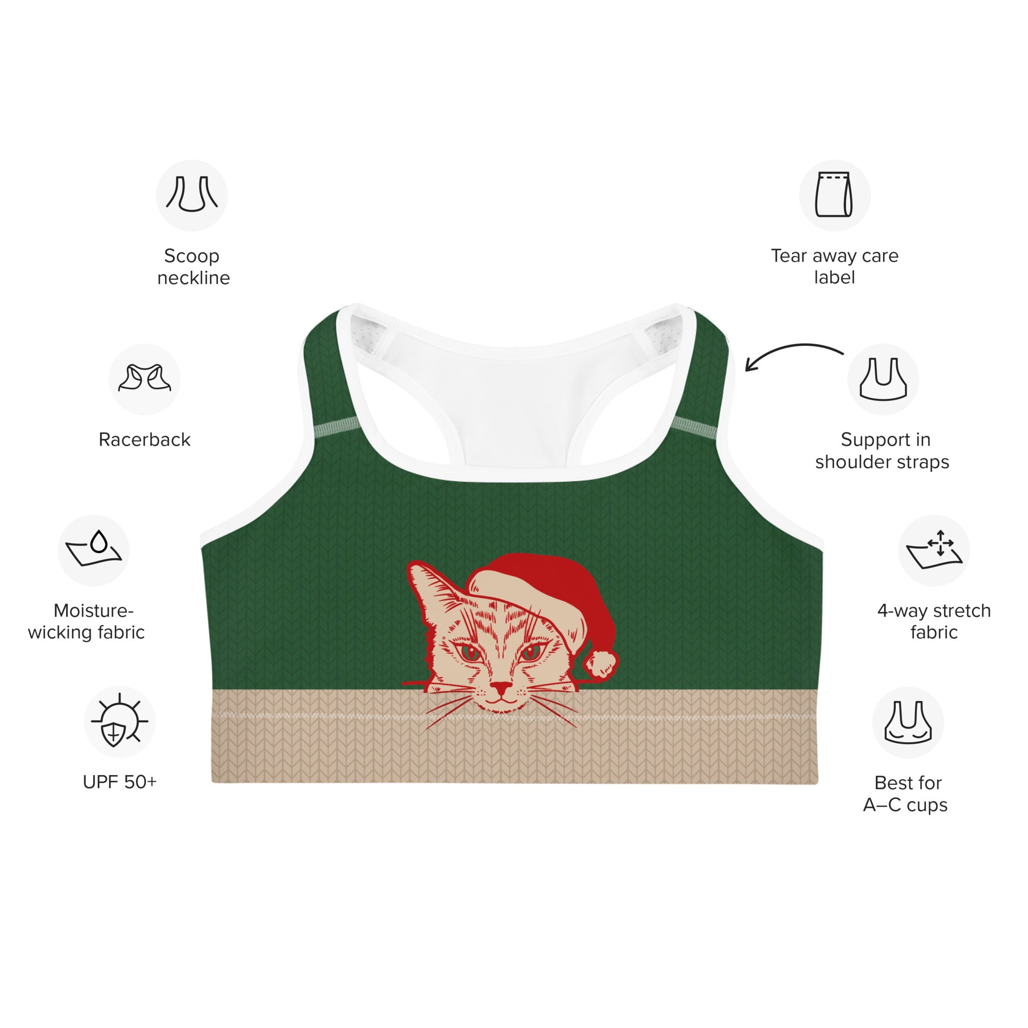 Santa Cat Sports Bra