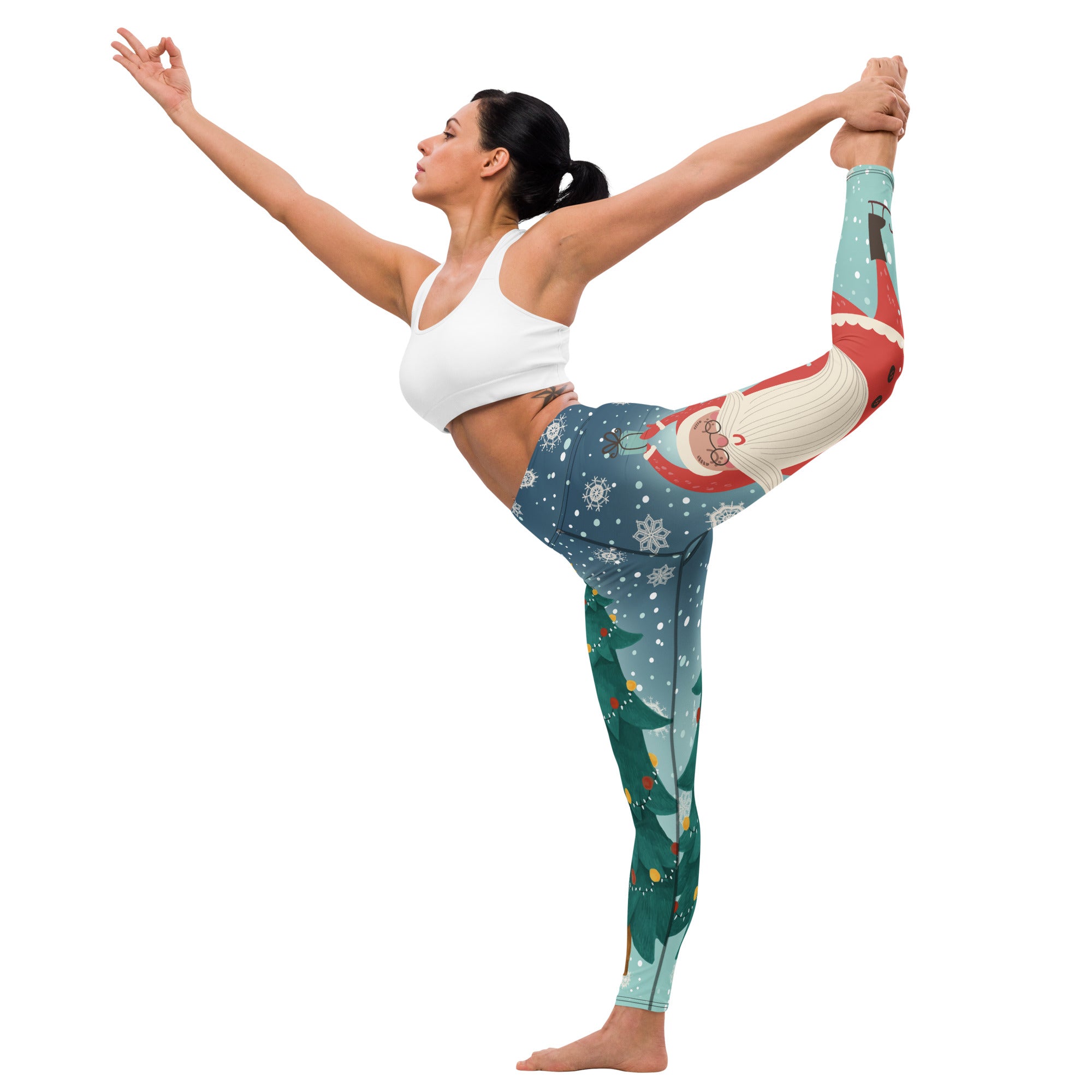 Santa Christmas Tree Yoga Leggings