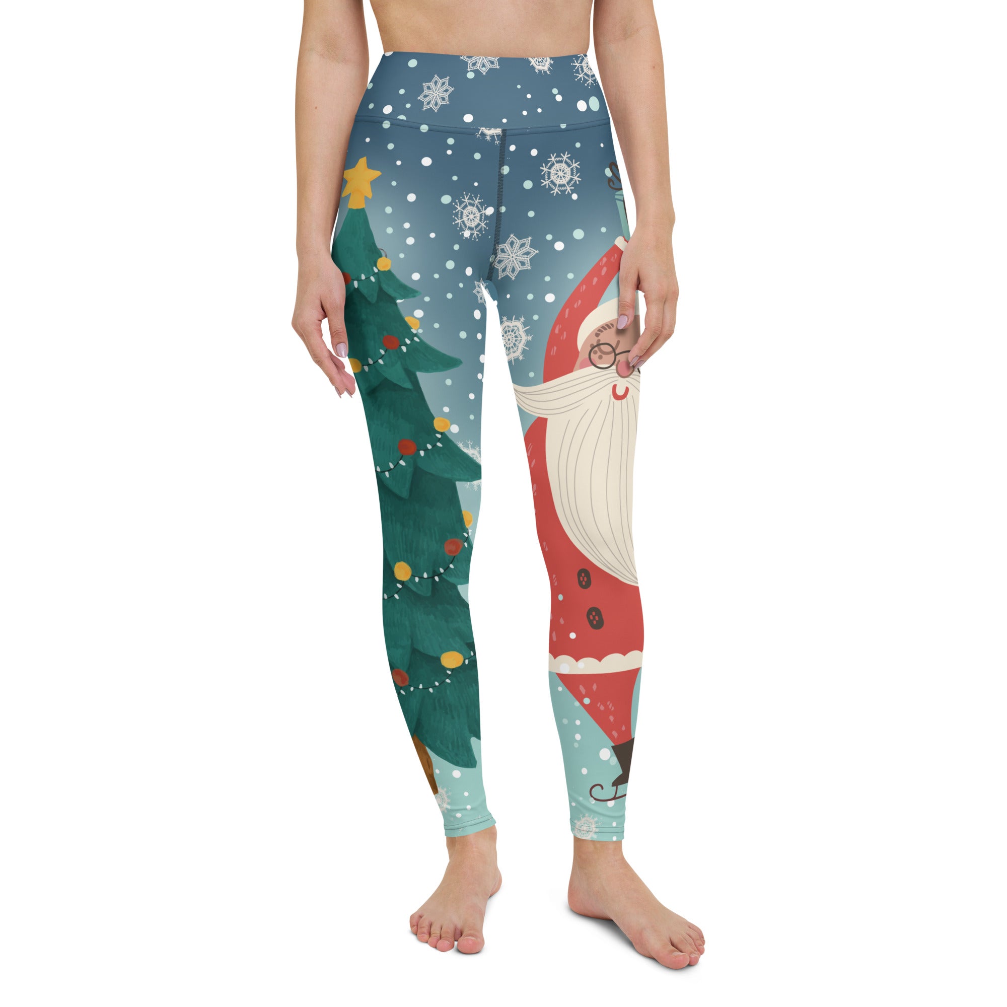 Santa Christmas Tree Yoga Leggings