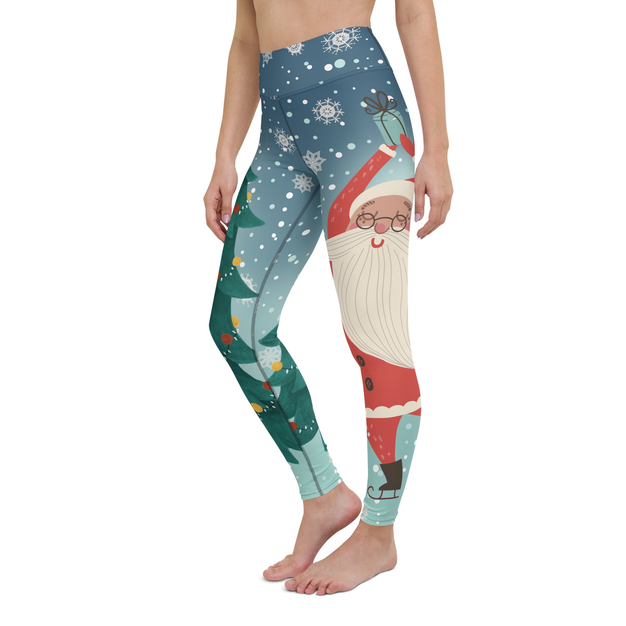 Santa Christmas Tree Yoga Leggings