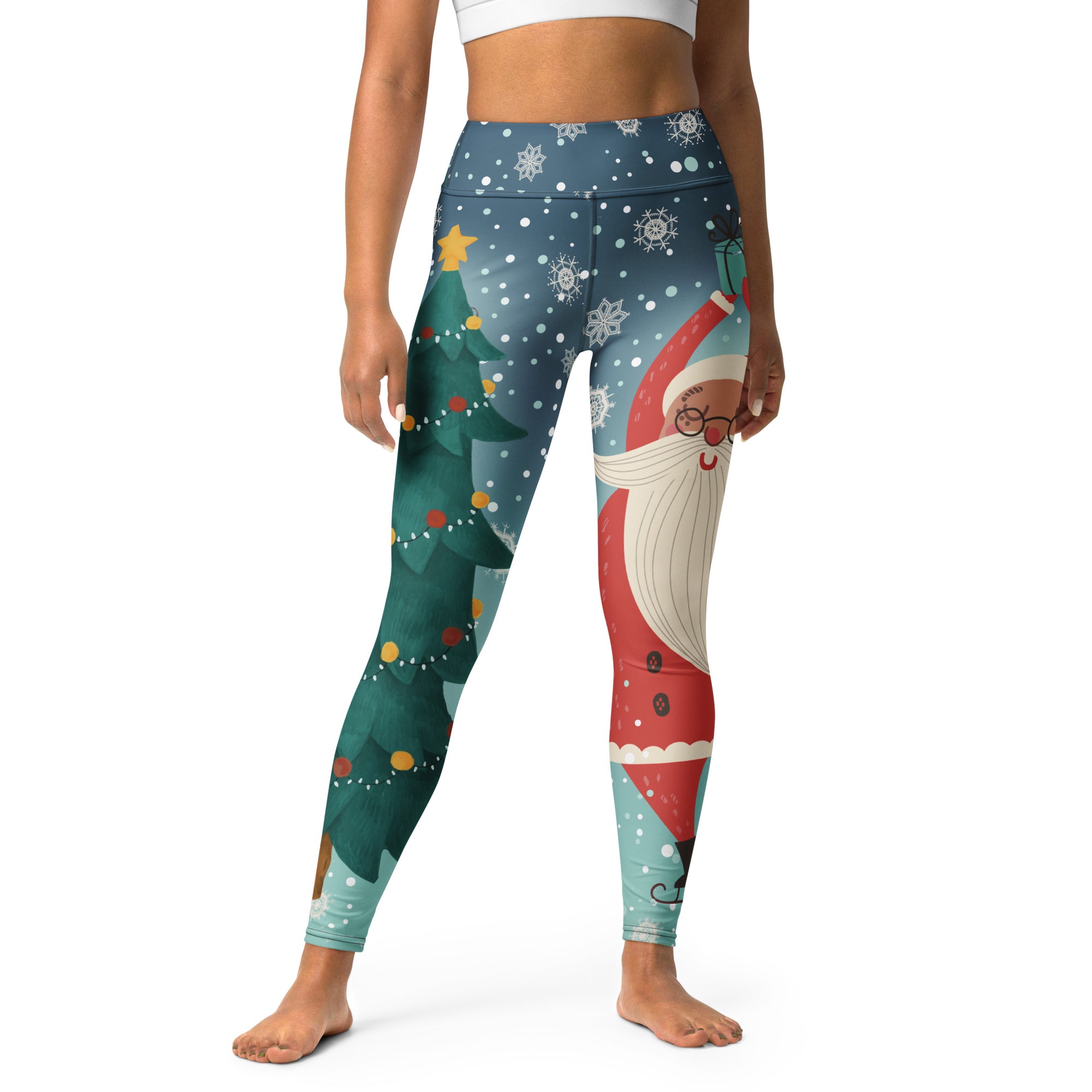 Santa Christmas Tree Yoga Leggings