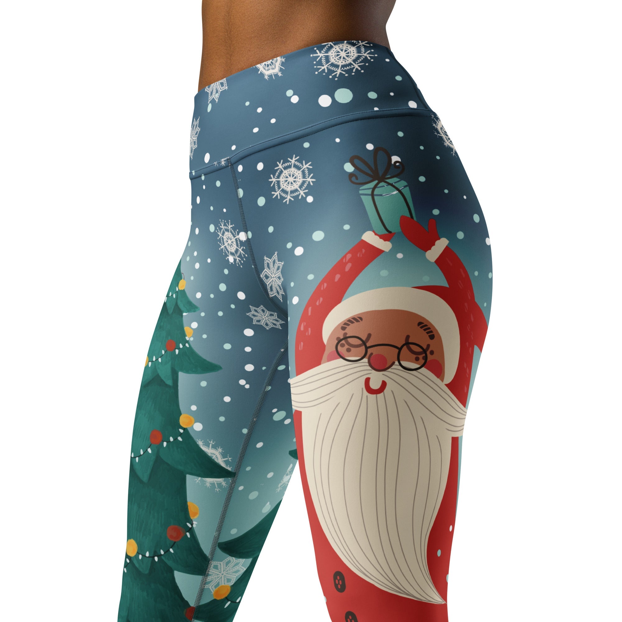 Santa Christmas Tree Yoga Leggings