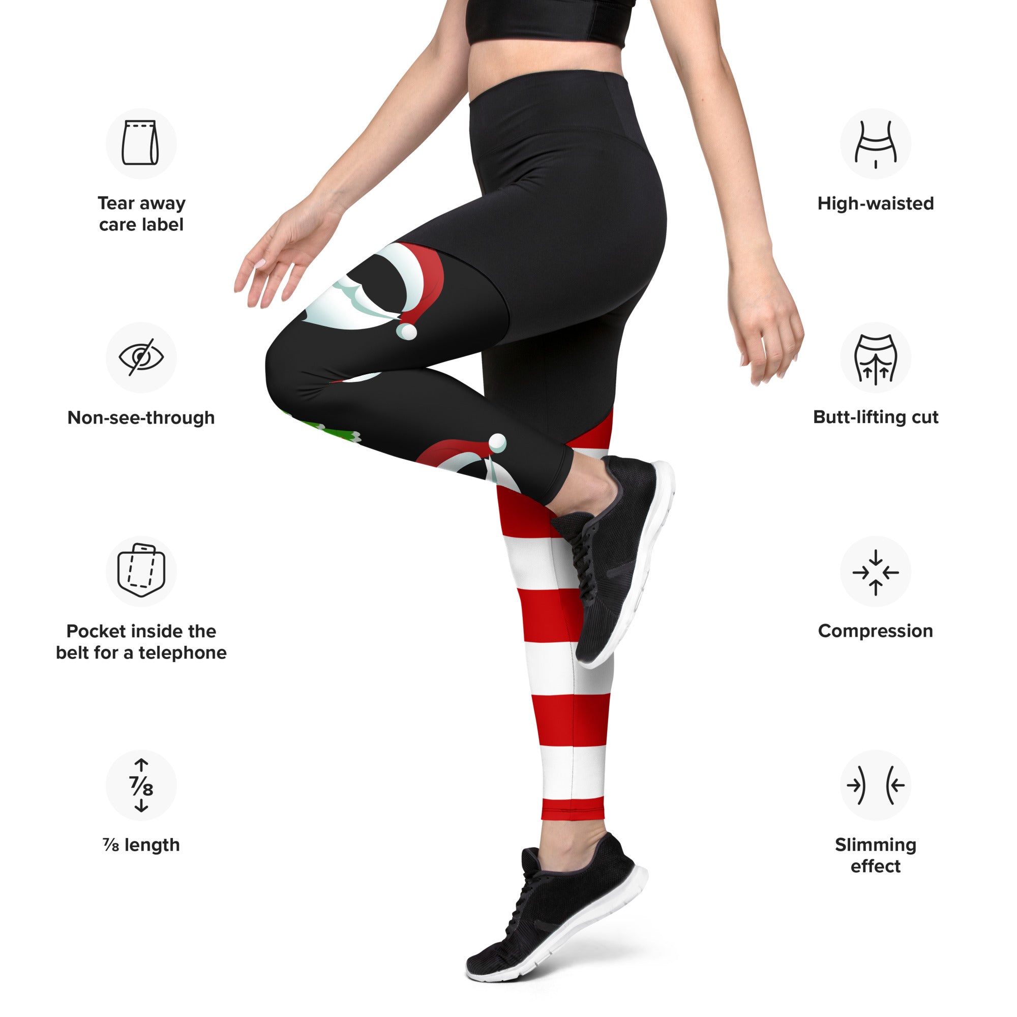 Santa Claus Stripes Compression Leggings