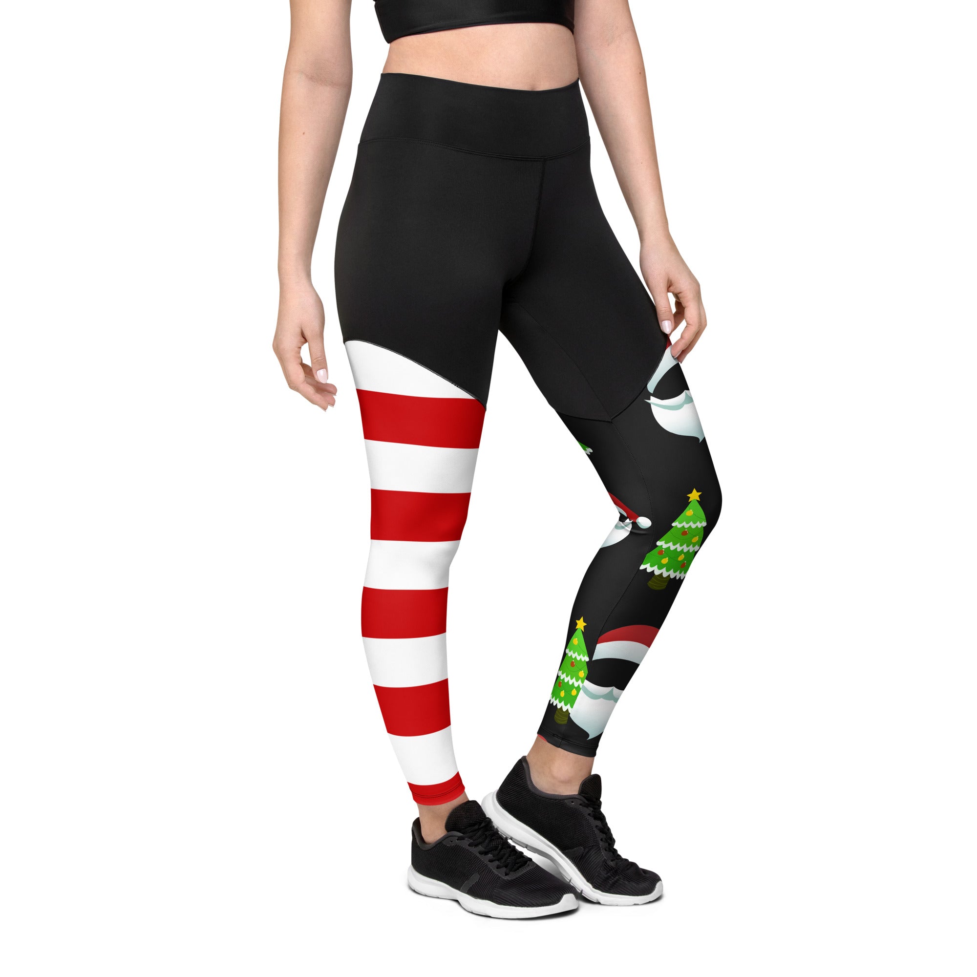 Santa Claus Stripes Compression Leggings