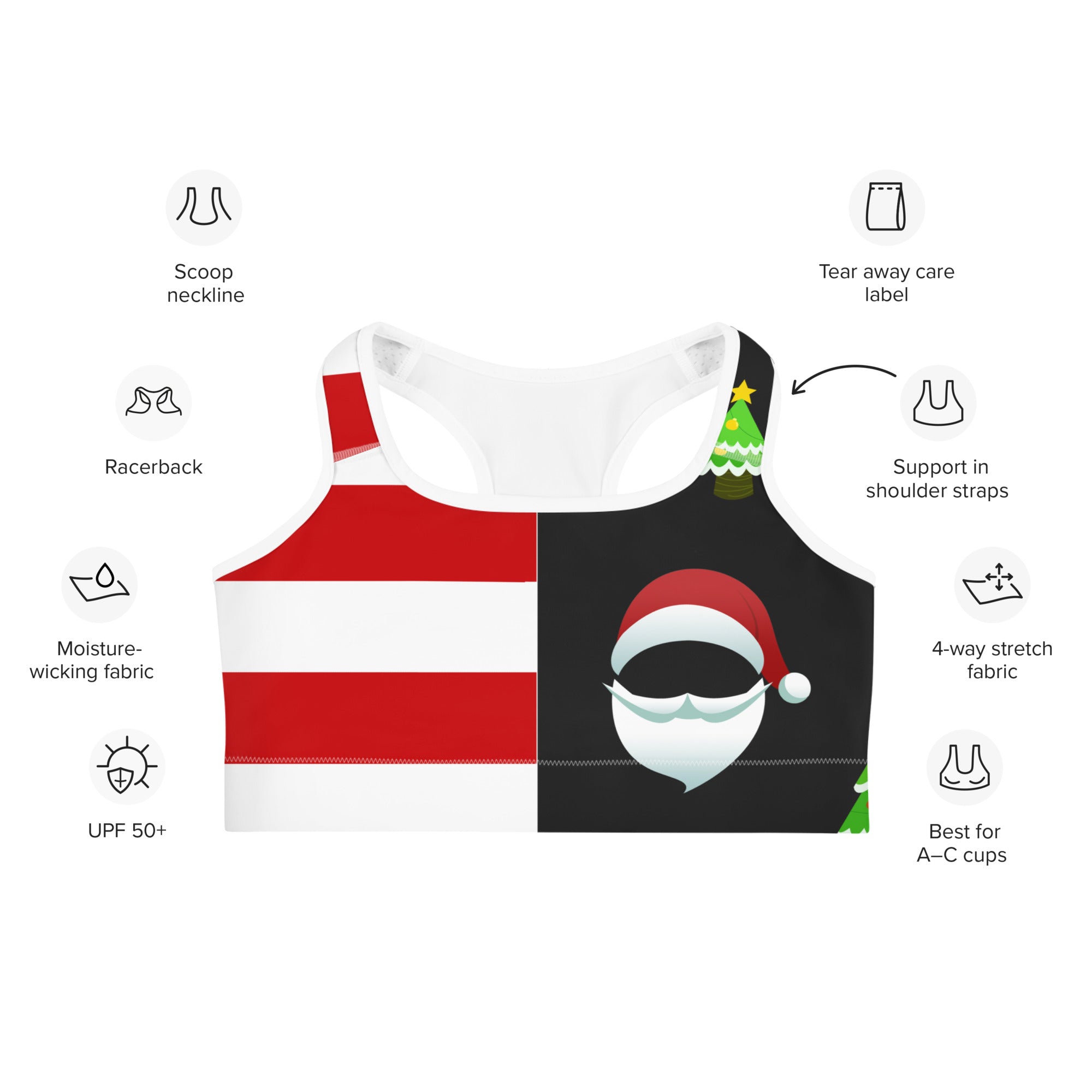 Santa Claus Stripes Sports Bra