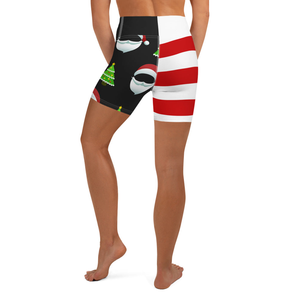 Santa Claus Stripes Yoga Shorts