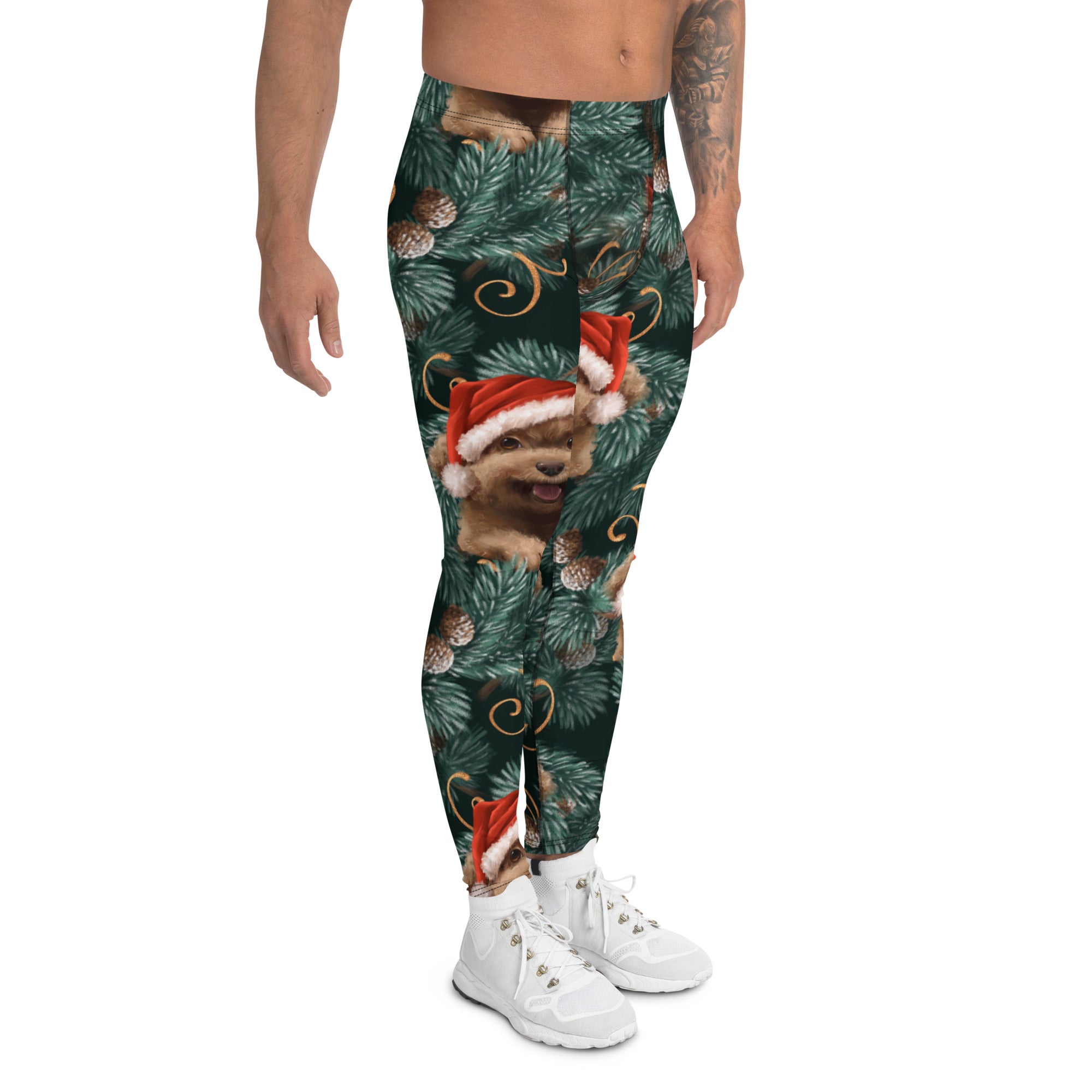 Santa Puppy Men's Leggings