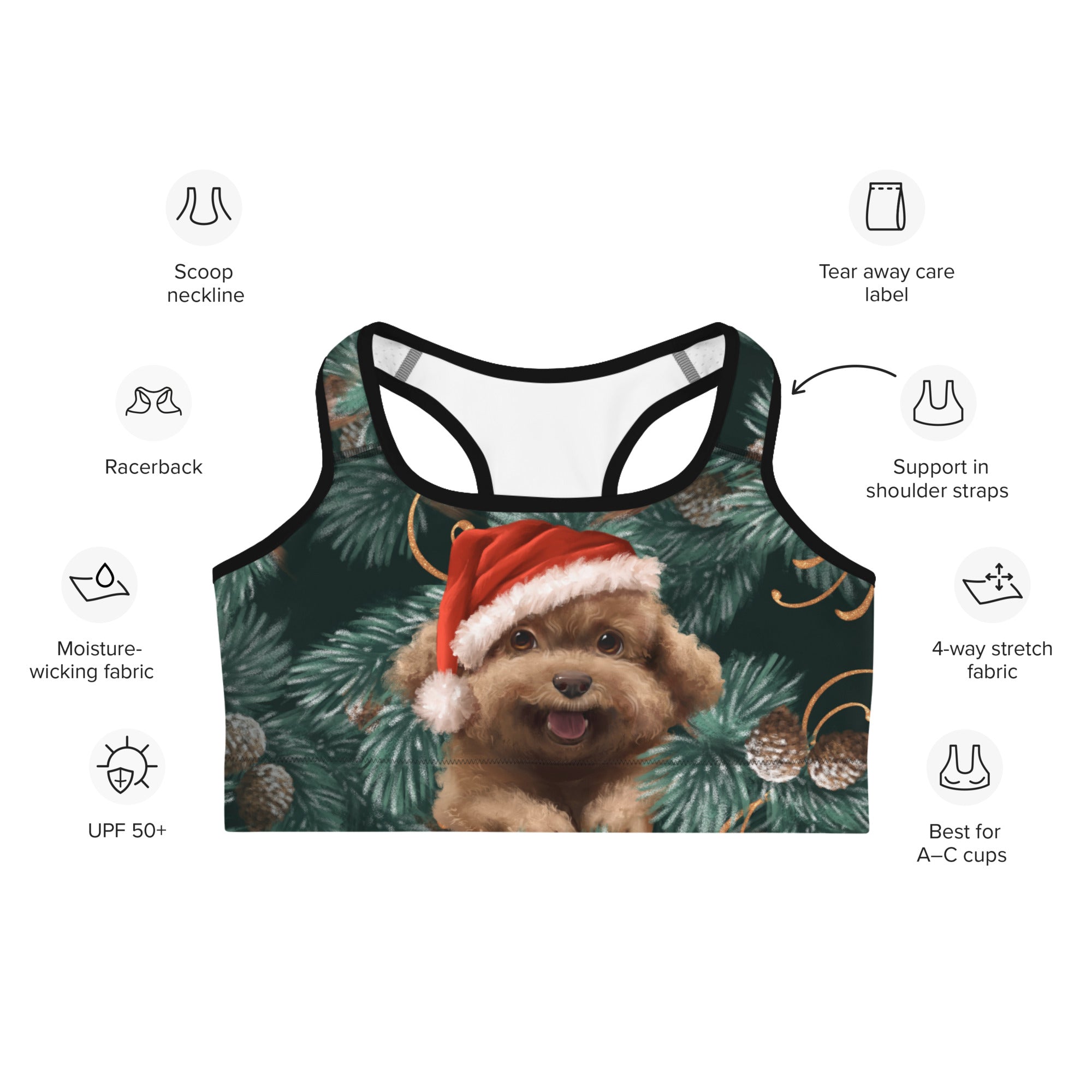 Santa Puppy Sports Bra