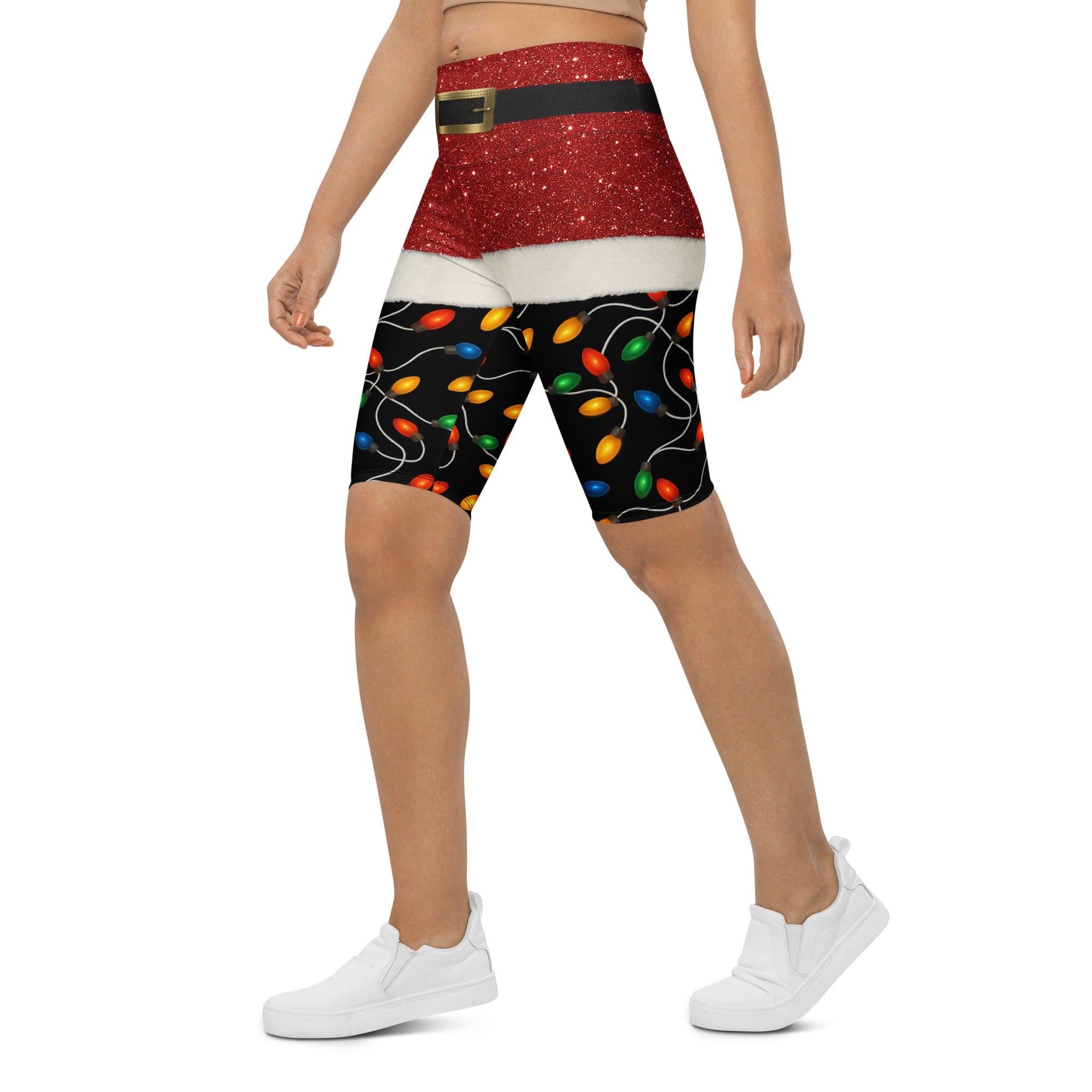 Santa's Christmas Lights Biker Shorts