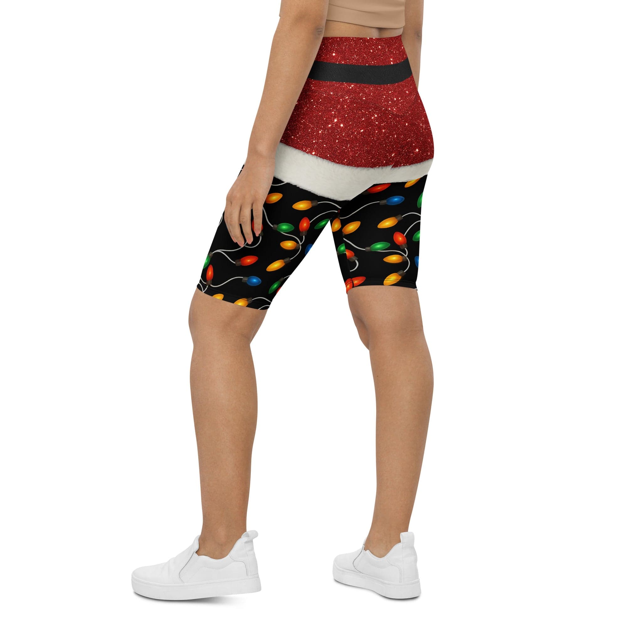 Santa's Christmas Lights Biker Shorts