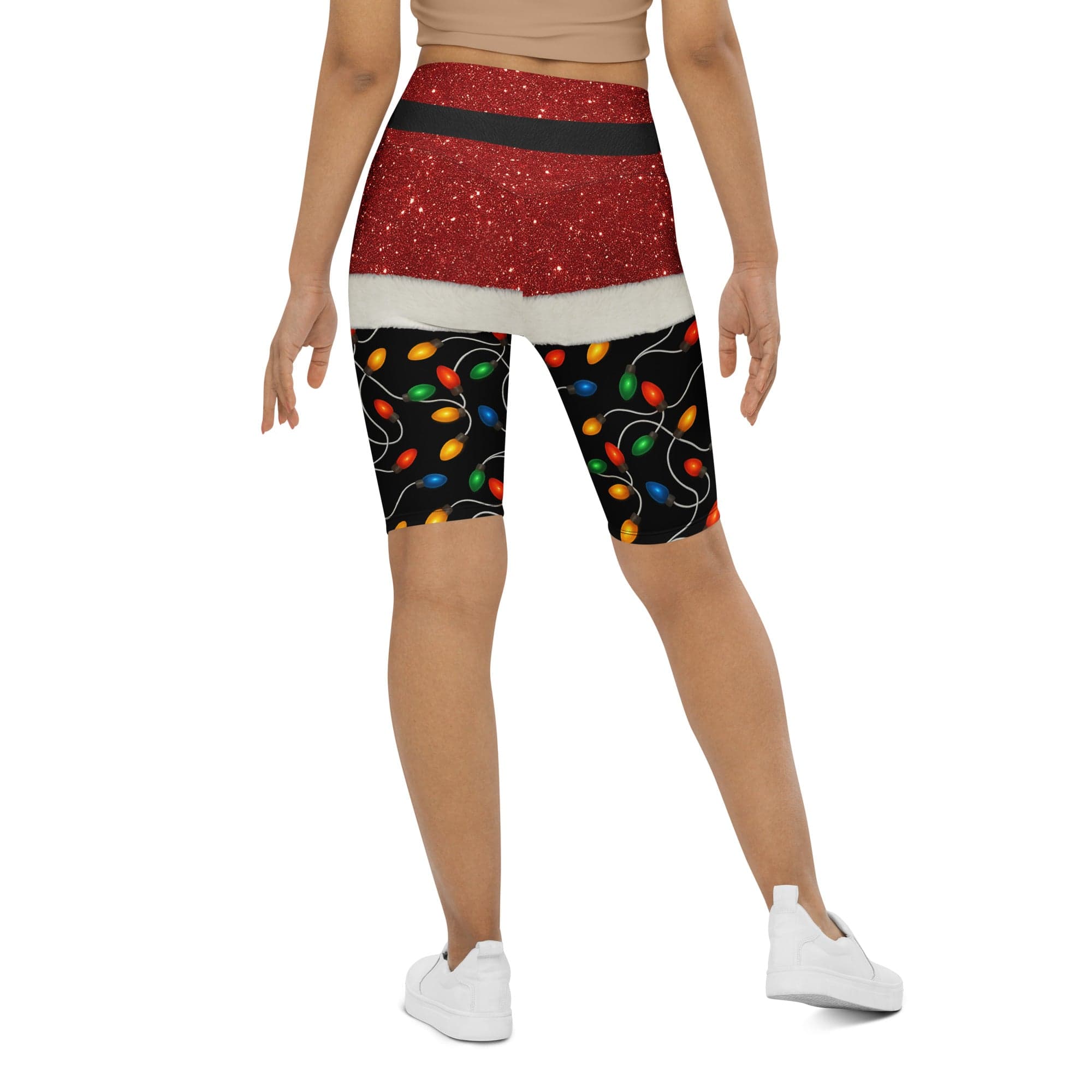 Santa's Christmas Lights Biker Shorts