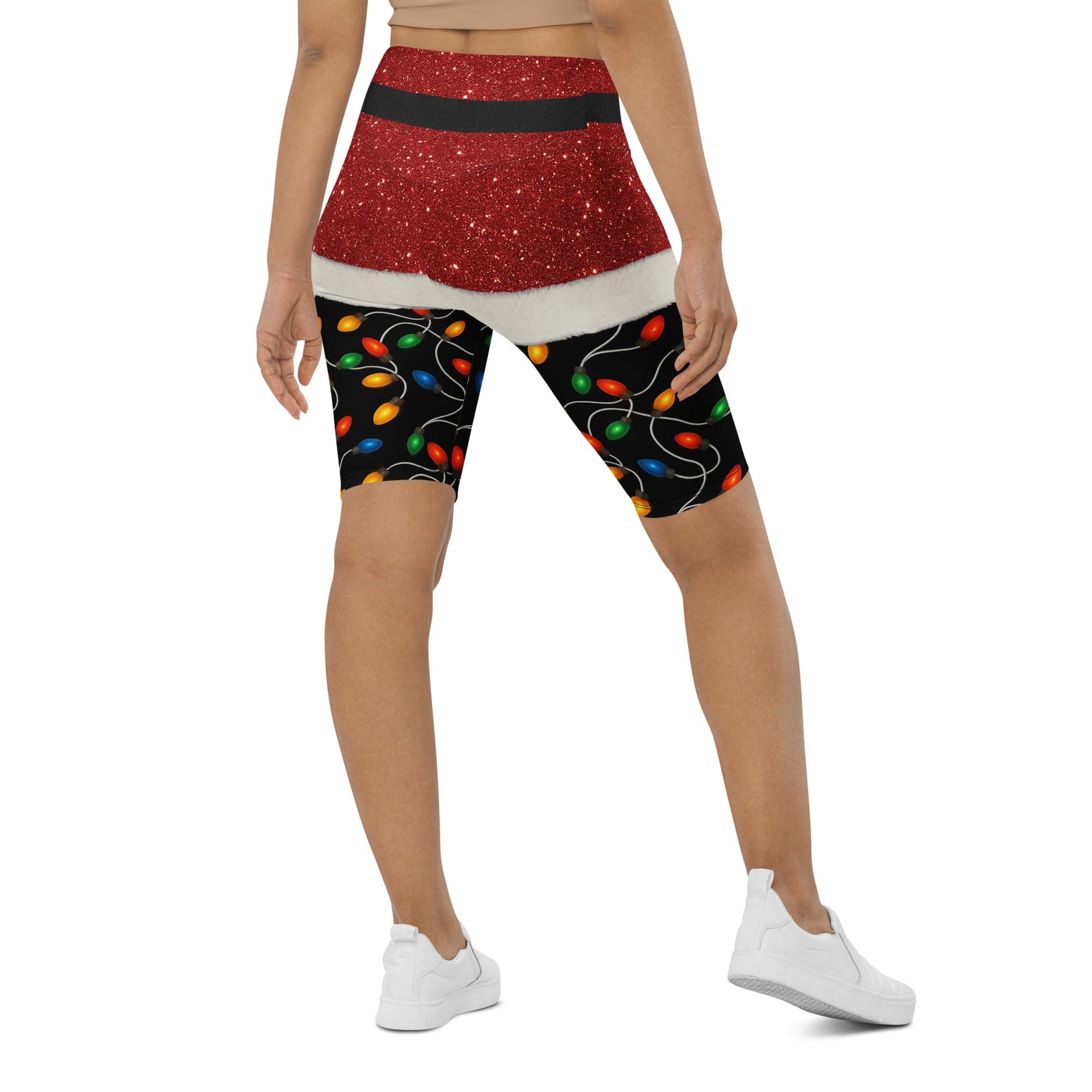 Santa's Christmas Lights Biker Shorts