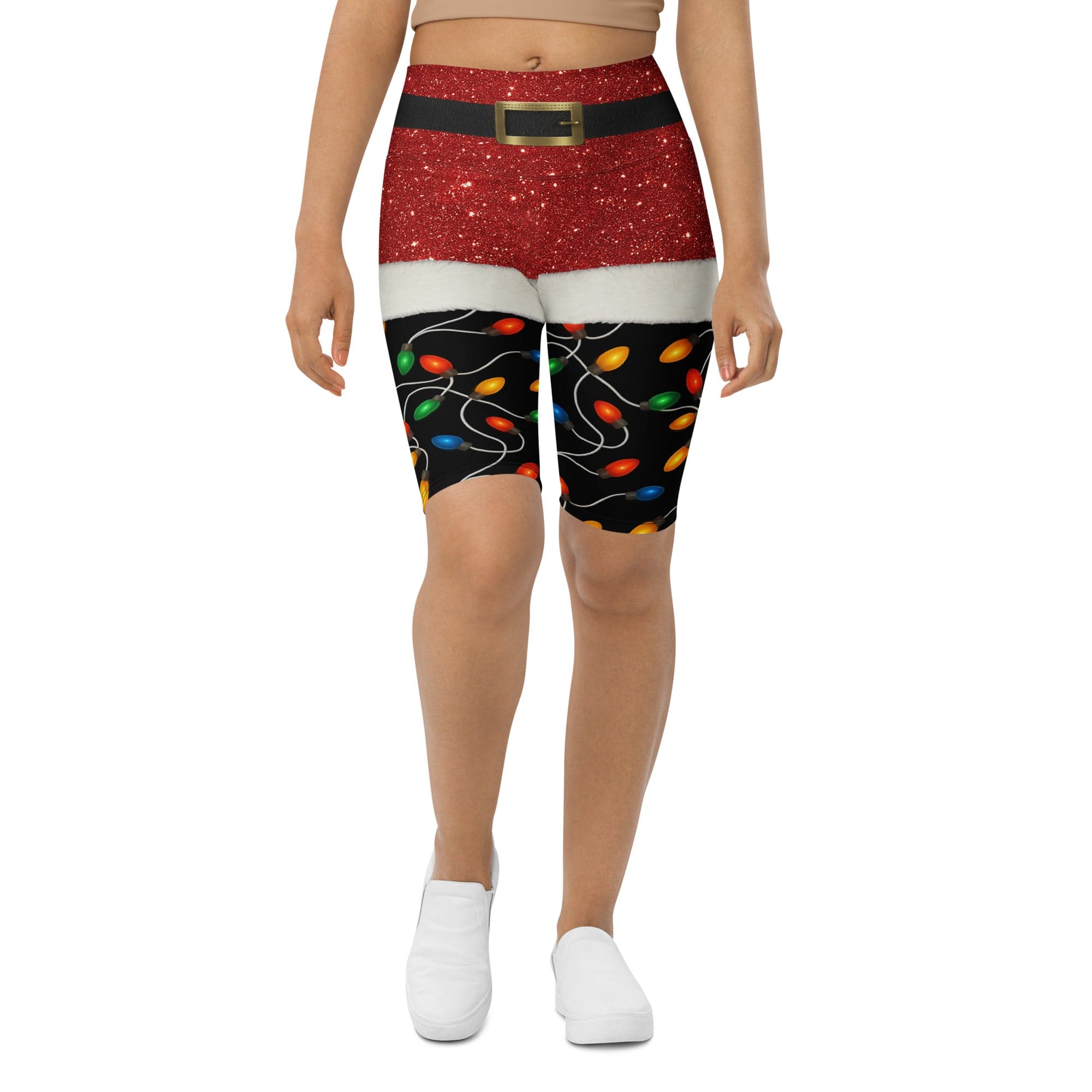 Santa's Christmas Lights Biker Shorts